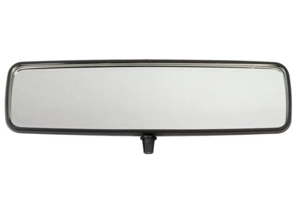 A rear view mirror with the reflection of a car in it.