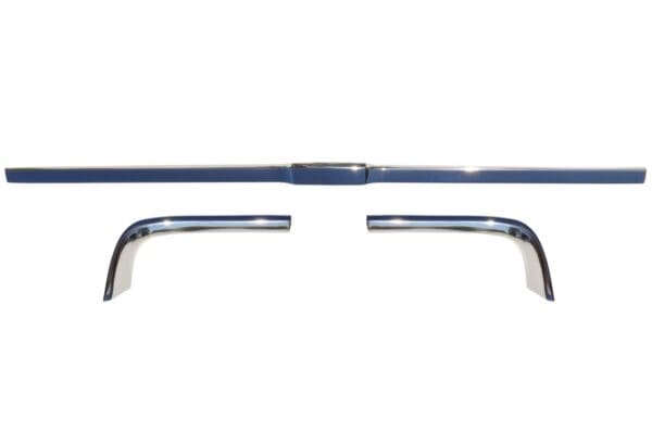 A set of chrome handles and bars for a car.