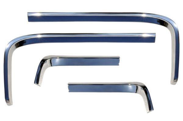 A set of chrome window trim with the handles on each side.