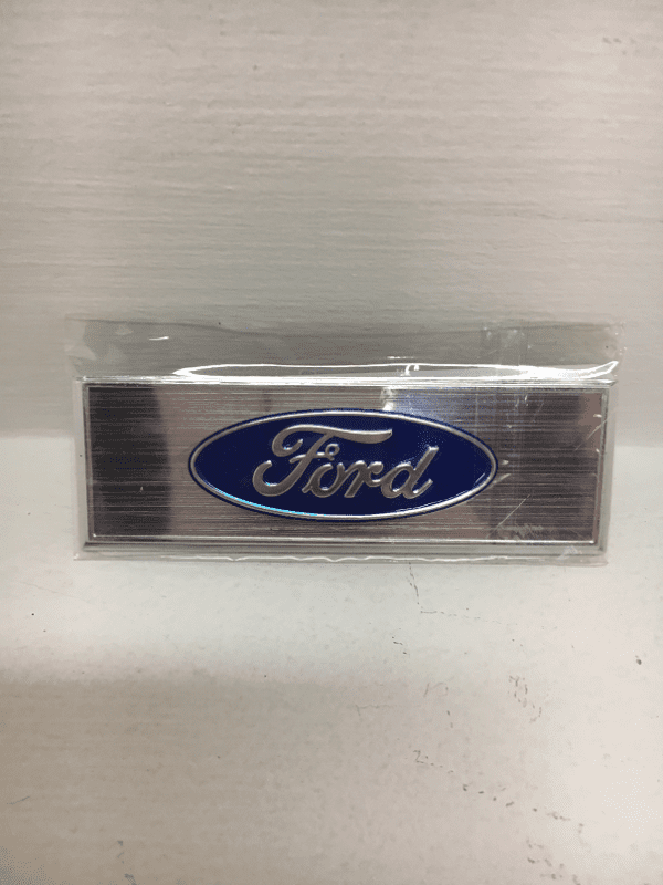 A close up of the ford logo on a car