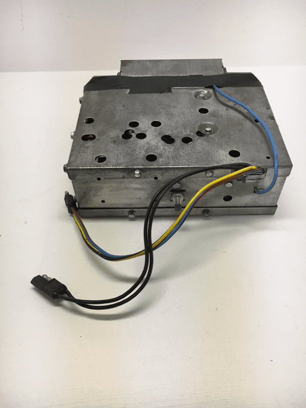 A metal box with wires attached to it.