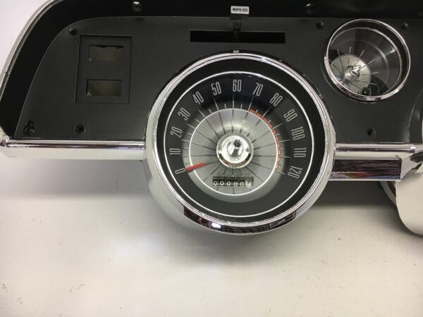 A close up of the dashboard and speedometer