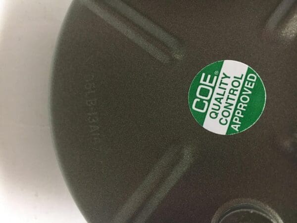 A close up of the sticker on a disc